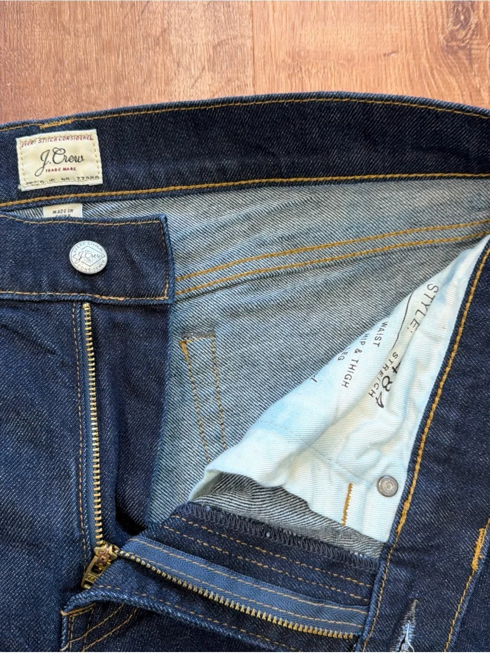 J. Crew 484 Jeans Mens 34x34 Blue Kurabo Japanese Denim Slim Tapered Fit Dark